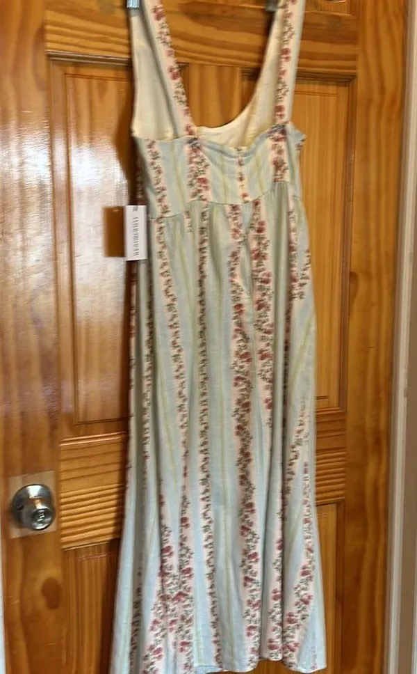 WeWoreWhat Corset Midi Dress, Victorian Floral Stripe/ Rosewood Multi, size M NW - Image 9