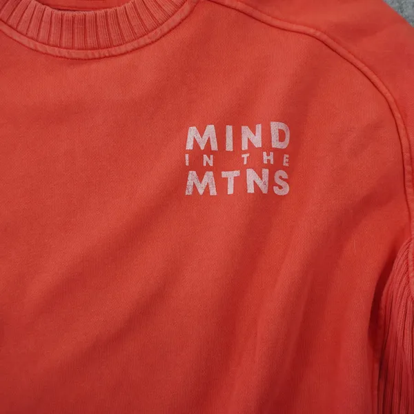 Aerie Mind In The Mtns Crewneck Sweatshirt Coral Orange Ribbed Pullover Womens M - Image 3