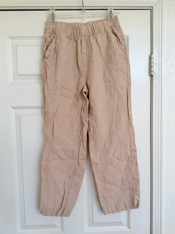 Quince 100% Linen Relaxed Pants in Beige Size XS - Image 2