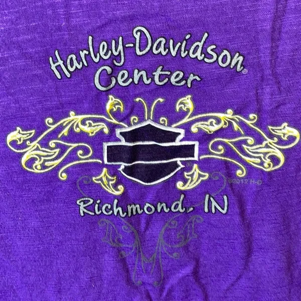 Harley-Davidson Biker V‎ Neck Tee Purple Small - Image 4