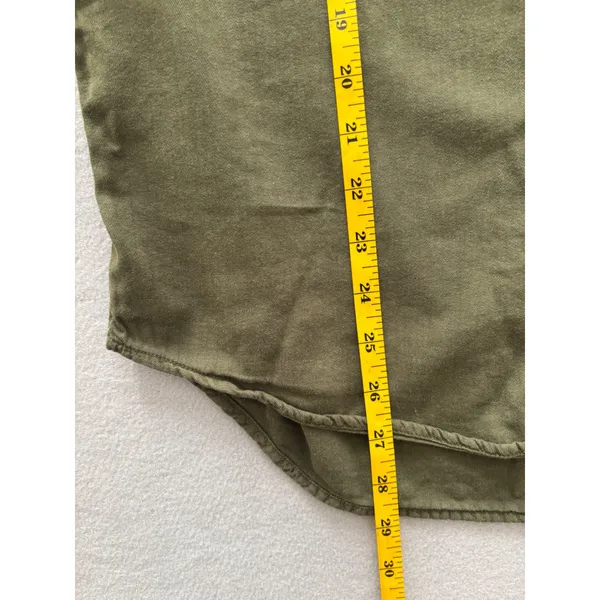 Lucky Brand Utility Shirt Size Medium Olive Green Snap Front Cotton Twill Top - Image 9