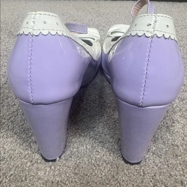 Women’s Purple Chunky Heel Mary Jane Pumps Cute Bow Round Toe Size 8 NEW - Image 8