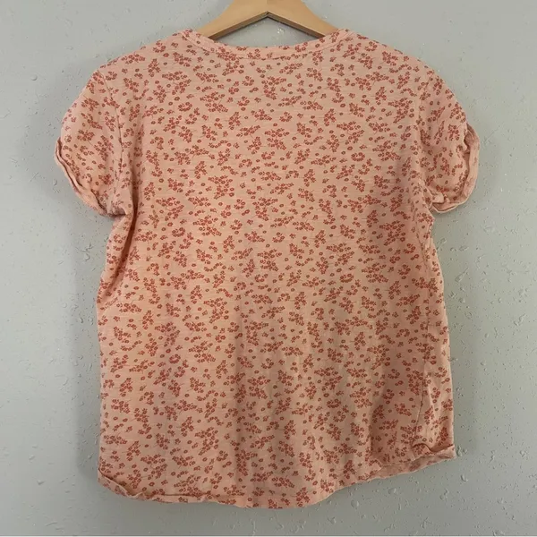 🦋 a.n.a Orange Floral Short Sleeve Tee Casual Summer Medium - Image 4