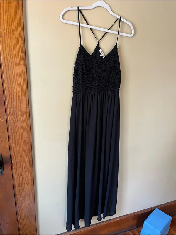 Monteau Black Crochet Bodice Maxi Dress - Image 2