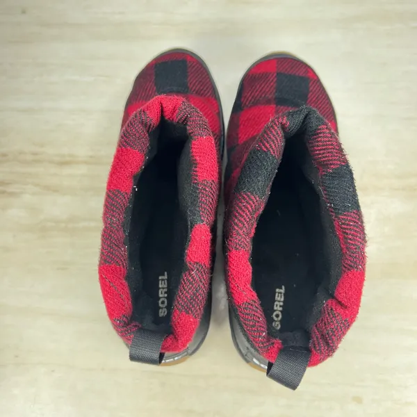 Sorel Out N About Puffy Waterproof Boots Red Black Buffalo Plaid Womens 8 NL2694 - Image 5