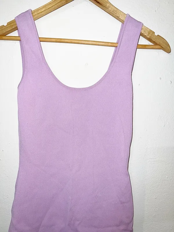 Super Down midi lavender purple ribbed tank top fitted bodycon summer dress - Image 2