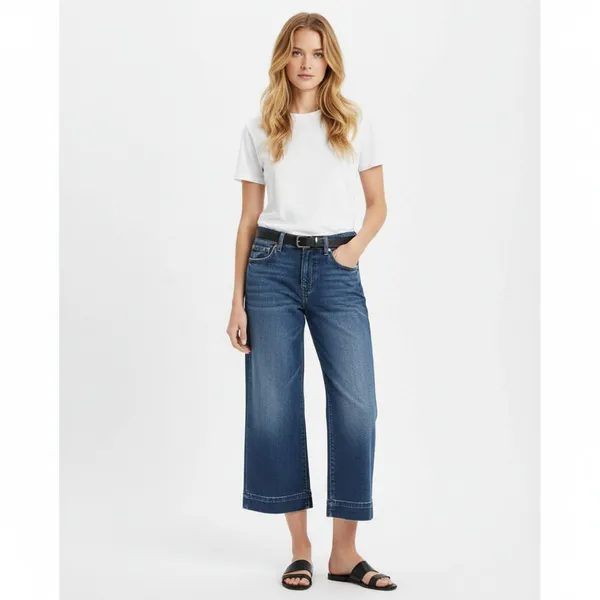 7 For All Mankind Dojo Crop Capri Denim Blue Jeans 24 - Image 8
