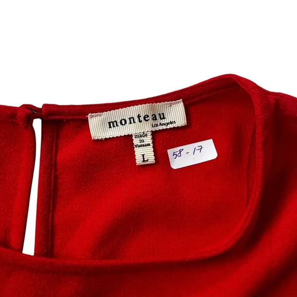 Monteau Red Sleeveless Blouse Women Top Size Large | 58-17 - Image 4
