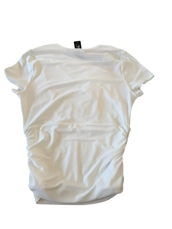 WHITE HOUSE BLACK MARKET White Ruched Short Sleeve Top Sz Small NEW NWT - Image 2