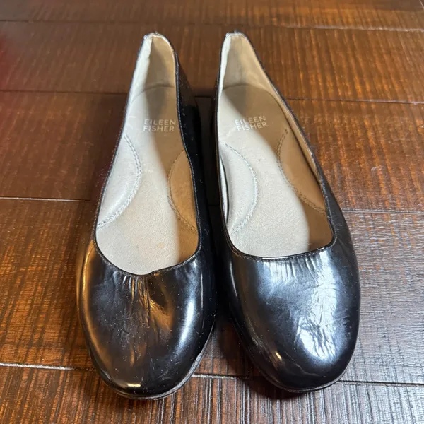 Eileen Fisher Womens Black Patent Leather Ballet Flats Vero Cuoio Size 6 - Image 9
