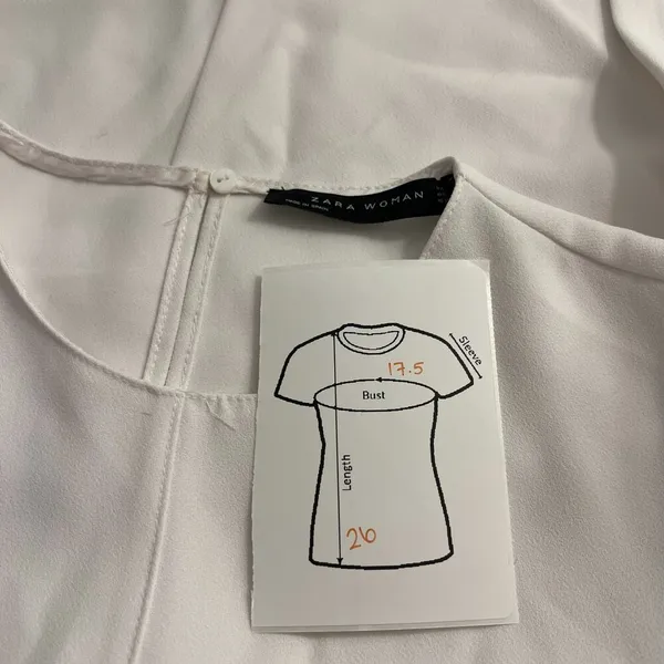 Zara Woman White Tie Waist Asymmetrical Lagenlook Blouse Women's Size XS - Image 2