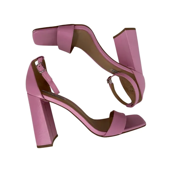 Steve Madden Tiaa Pink Leather Block Heel Square Toe Ankle Strap Sandals Sz‎ 10M - Image 8