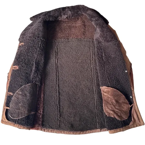 Vtg 1970s Penny Lane Suede Shearling Coat Boho Sherpa Trim Rancher Jacket M/L - Image 5