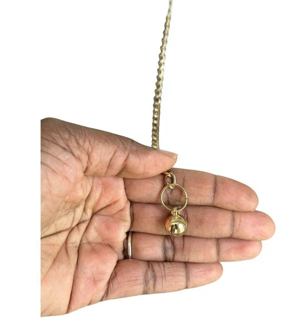 Gold & White Spiral Waist Chain Belt With Dangling Charm & Adjustable Clasp W27 - Image 3