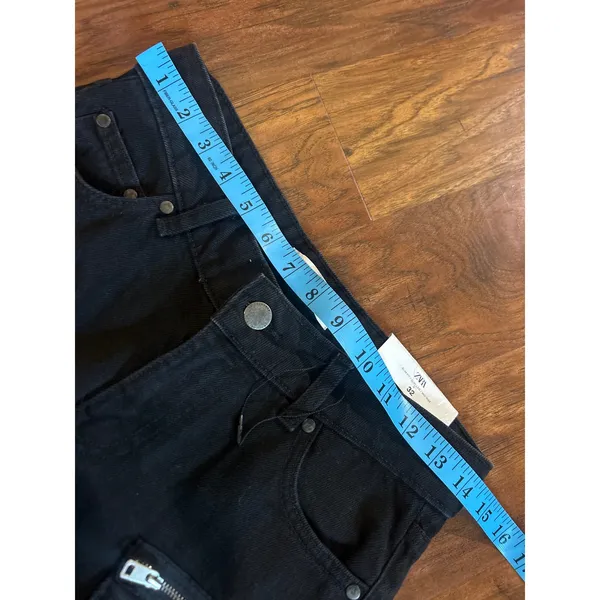 ZARA Slim Cargo JEANS Black GOTH GRUNGE PUNK 90s Size 0 Mid Rise XS NWT - Image 8