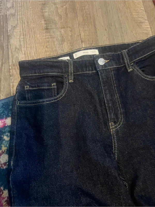 Mango new mom Classic Dark Blue Women's Straight-Leg Jeans - Image 4
