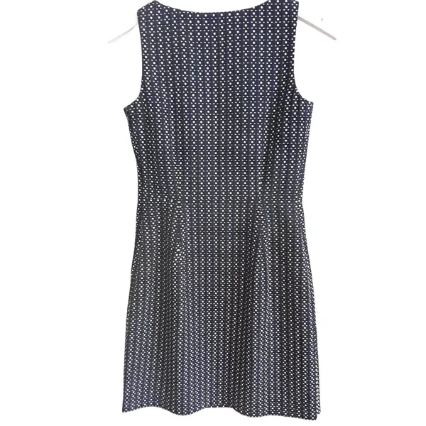 Tommy Hilfiger Sleeveless Sheath Dress Navy White‎ Geometric Textured Size 0 - Image 3