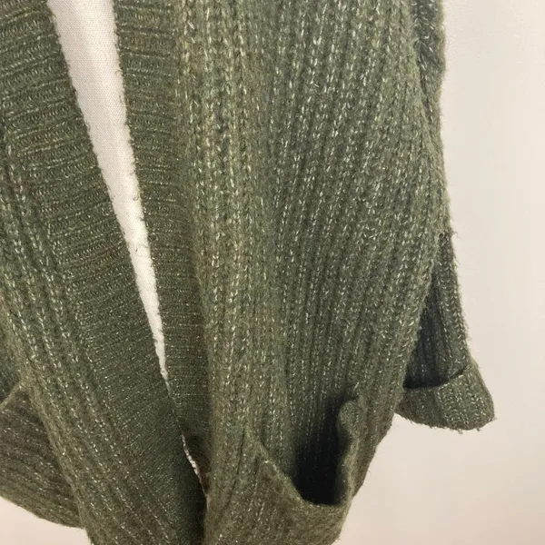 N21 Oversized Ribbed Knit Olive Green Cardigan Sweater Designer Cardigan - Image 4