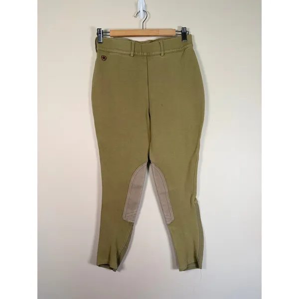 Ariat Sport Equestrian Breeches Olive Green Tan Knee Patch Riding Pants 32R - Image 3