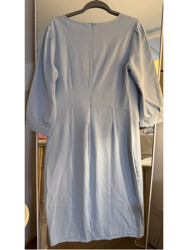 NEW Hem Peplum Skirt Belted Embellished Pockets Midi Dress XL - Image 2