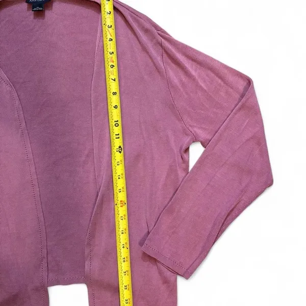 Ann Taylor 100% Silk Open Front Cardigan Sweater Mauve Pink XL - Image 4
