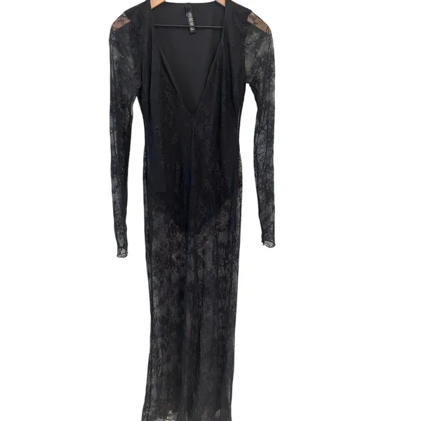 Skim Black Ultra Fine Lace Plunge Long Maxi Dress M NWOT ( SOLD OUT) - Image 6