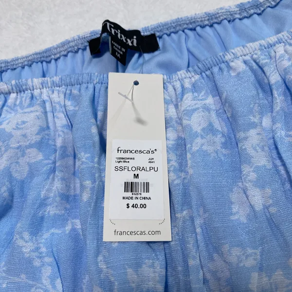 NWT Francesca’s Pastel Blue Floral Peplum Top - Image 3