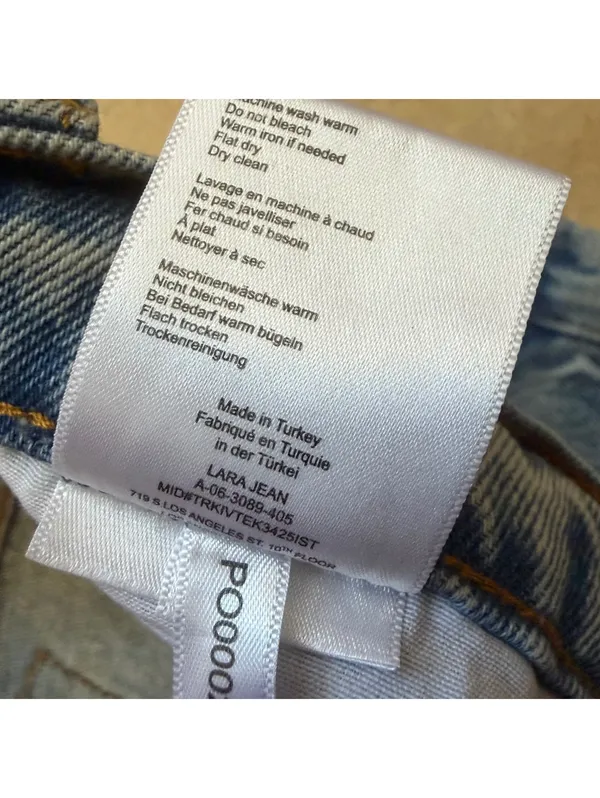 Anine Bing Lara Jean Distressed Button Fly Raw Hem Denim Women's Size 27 - Image 5