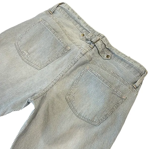 American Eagle Hickory Stripe Jeans Distressed Workwear Railroad Americana Y2K - Image 2
