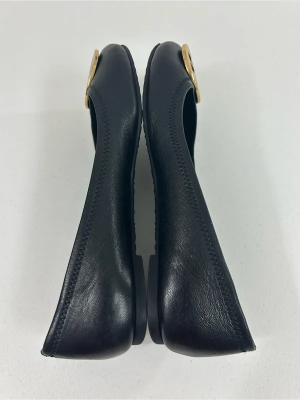 Tory Burch Black and Gold Reva Ballet Flats Size 6.5 M - Image 3