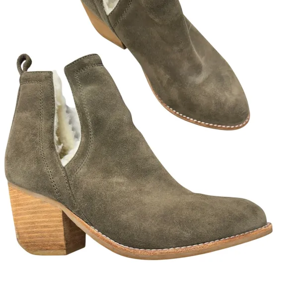 Jeffrey Campbell Green Suede Leather Ankle Boots Womens 8 Fall Booties Classic - Image 2