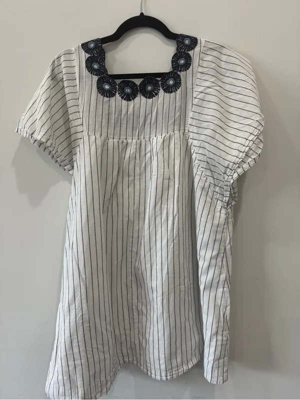 Madewell Embroidered Butterfly Dress in Stripe Size L - Image 5