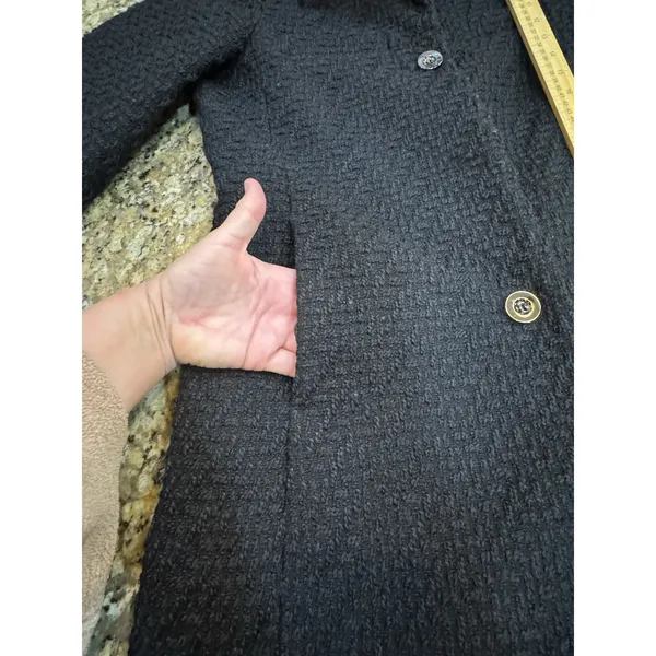 Laundry by Shelli Segal Chunky Knit Black Boucle Coat Size XS Collared - Image 14