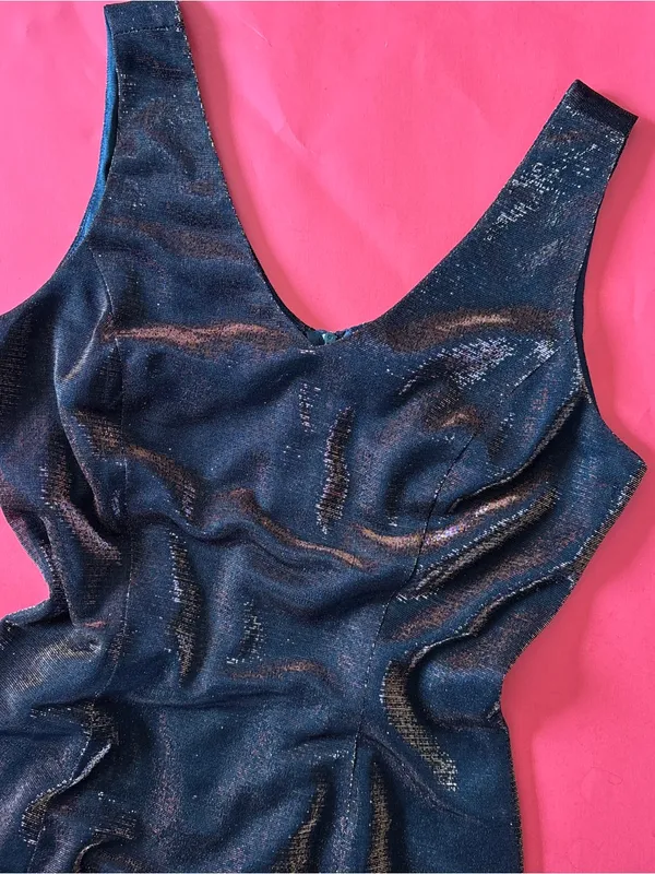 Vintage 90s Brown Sparkle V-Neck Sleeveless Cocktail Dress - Image 10