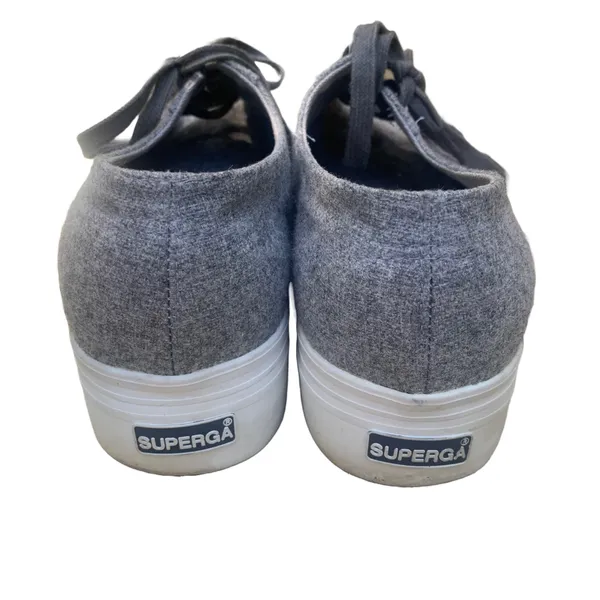 Superga Sneakers Gray Wool Platform Lace‎ Up Women’s size 10 - Image 3