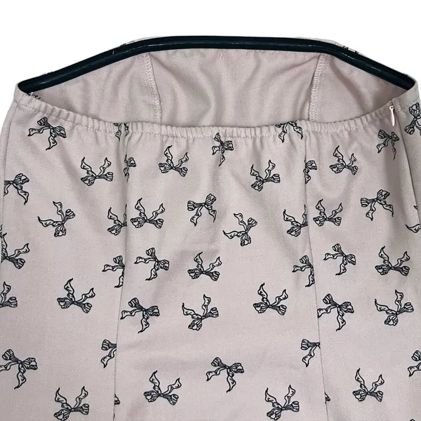 Cider Light Pink Strapless Bow Print Lace Trim Mini Dress Size XS - Image 5