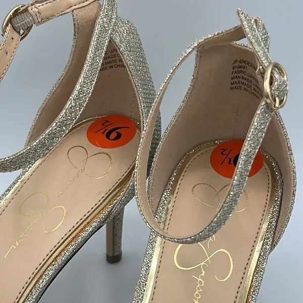 ⭐🆕 Jessica Simpson gold champagne Sparkly heels. C1‎ - Image 4