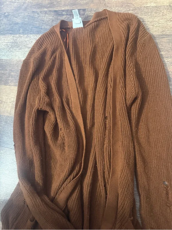 Daytrip Brown Open-Front Knit Cardigan Sweater - Image 2