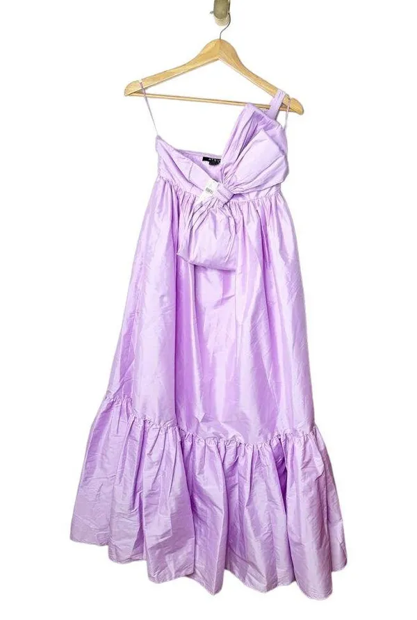 NWT Anthropologie Atsu Sally Bow One Shoulder Maxi Dress Lilac Purple XXS - Image 5