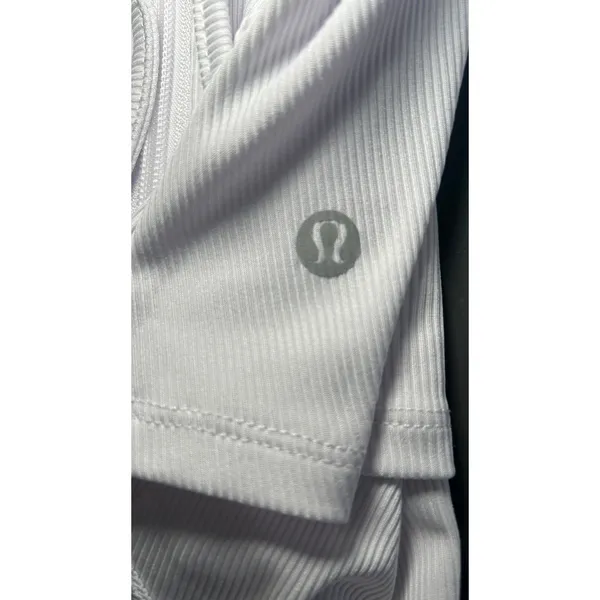 Lululemon Ribbed Full Zip Hoodie 10 White Slim‎ Fit Activewear Long Sleeve READ - Image 6