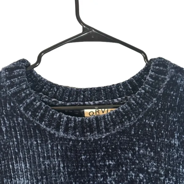 Orvis Navy Blue Textured Long Sleeve Knit Pullover Warm Sweater Women Sz M - Image 5