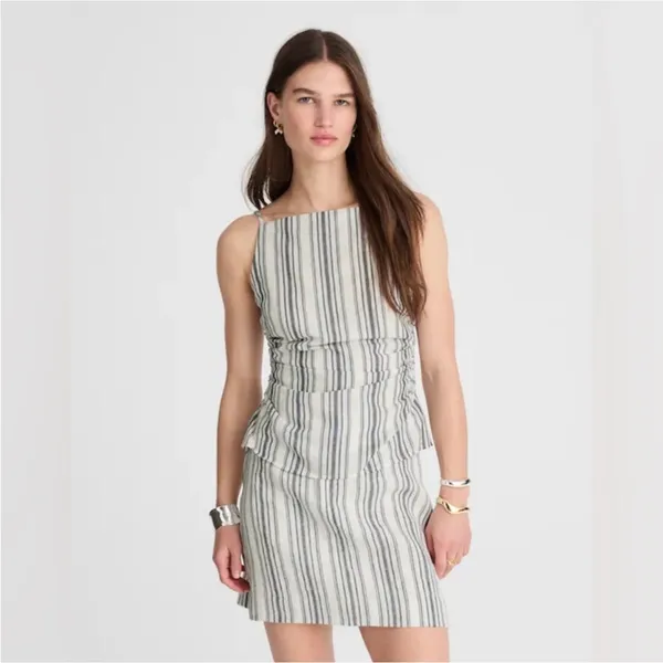 NWT Madewell Ruched Squareneck Tank in Linen-Cotton BROKEN ZIPPER - Image 2