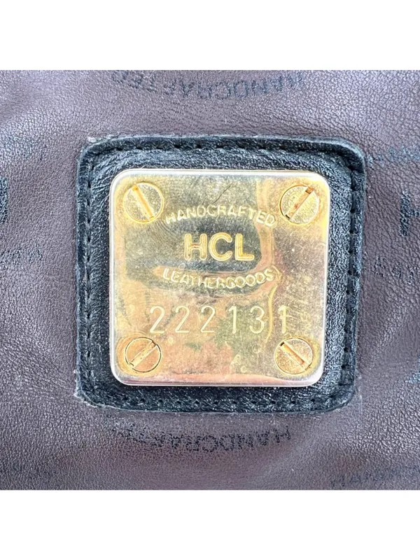 HCL Vintage 80s 90s Brown Leather Monogram Handbag Luxury Classic - Image 2