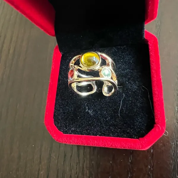 Multicolor Gemstone Adjustable Ring Size 7 - Image 3