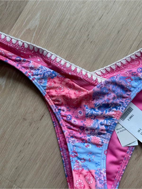 NWT Hollister Pink Patchwork Coupe Cheekiest Bikini Bottoms - Image 6