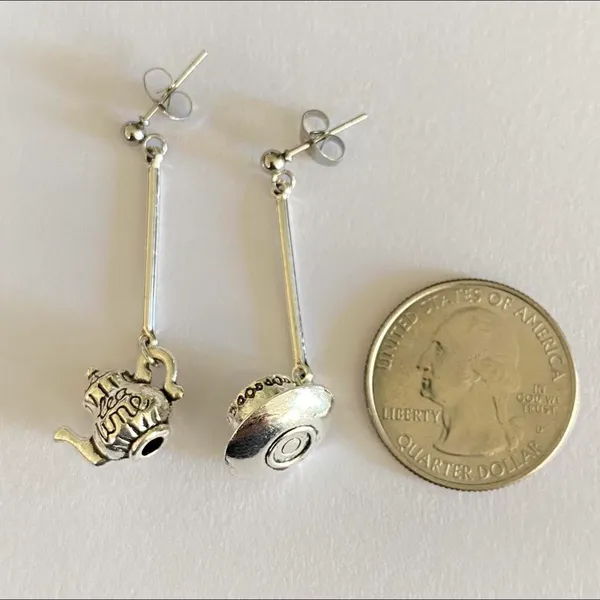 Handmade Cute Vintage Style Teacup Mug Dangle Earrings🫖 - Image 3