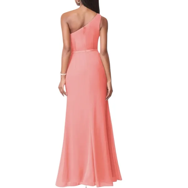 DB Celebrate Studio One-Shoulder Pink Chiffon Dress – Elegant & Flowy - Image 2