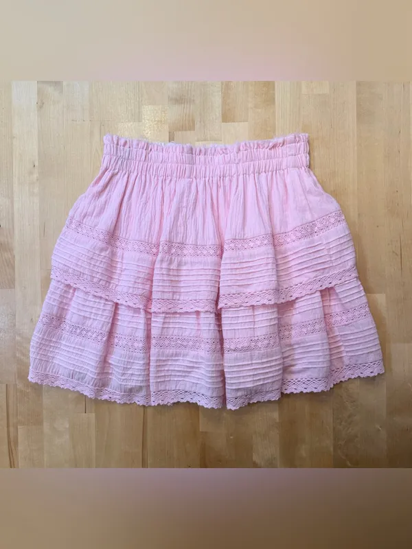 Day + Moon Pink Tiered Lace Mini Skirt - Image 2