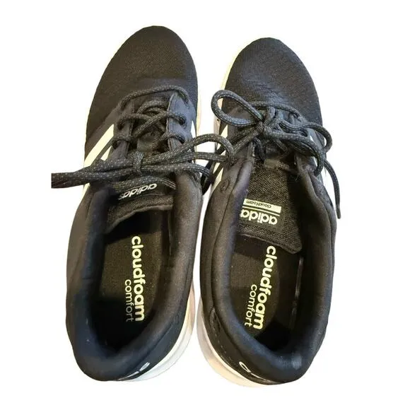 Adidas Cloud Foam BLK‎ w/WHT Stripes, Ortholite Comfort Athletic Sneakers EUC 10 - Image 5