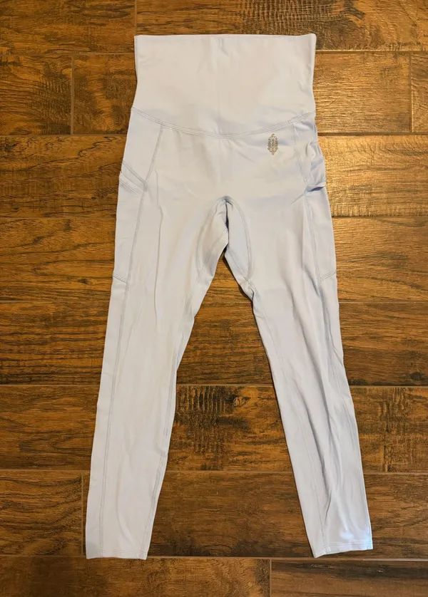 Free People Movement Never Better Fold Over Light Blue Leggings Size Small NWOT - Image 2